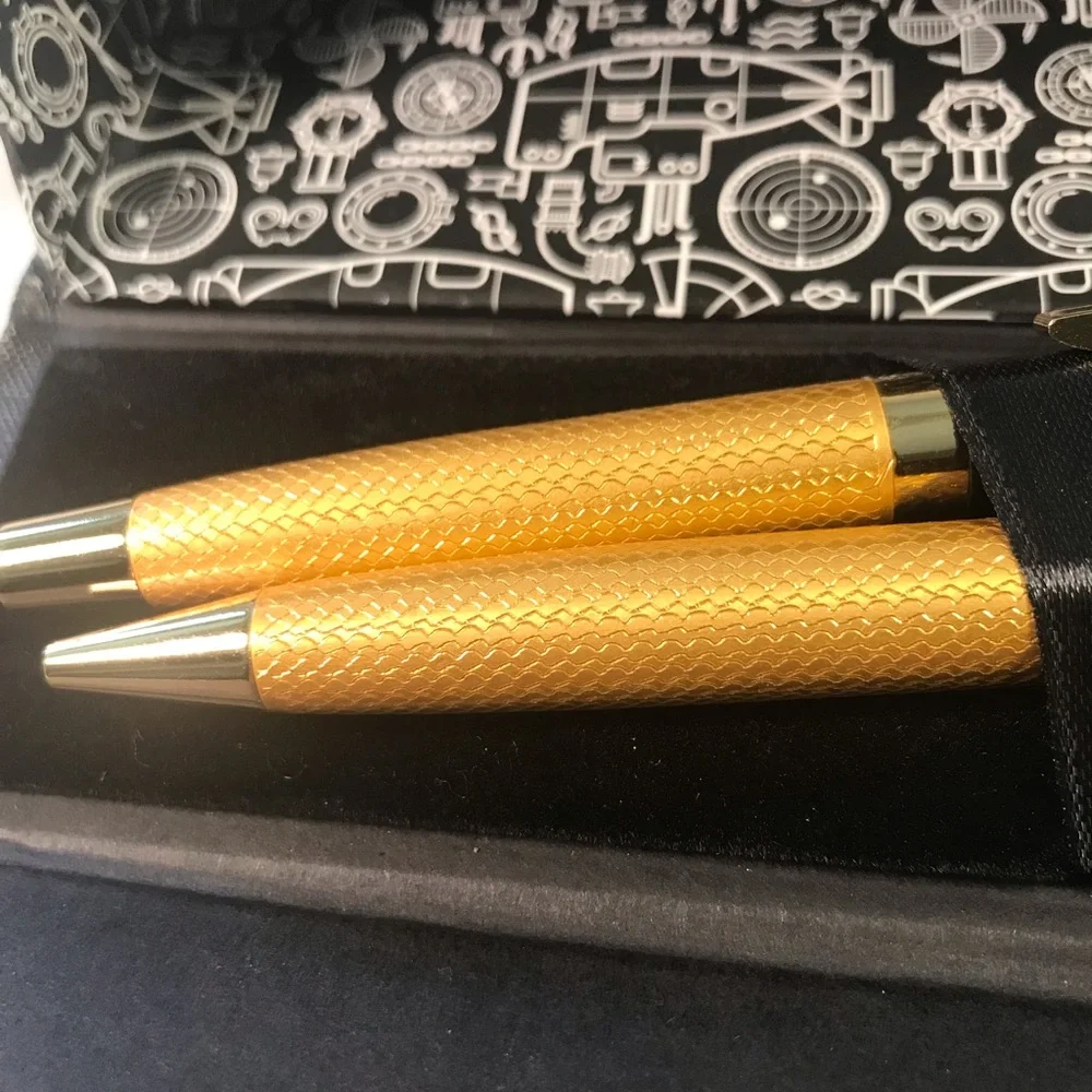 Submarine Lyra Pens 24KTGold Plated and Black 880 Ball Point Pen Set
